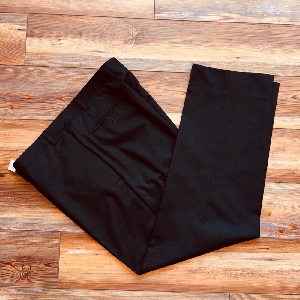 Alfani Dress Pants Mens 38x32 Black Excellent Wool Blend Herringbone Flat Front